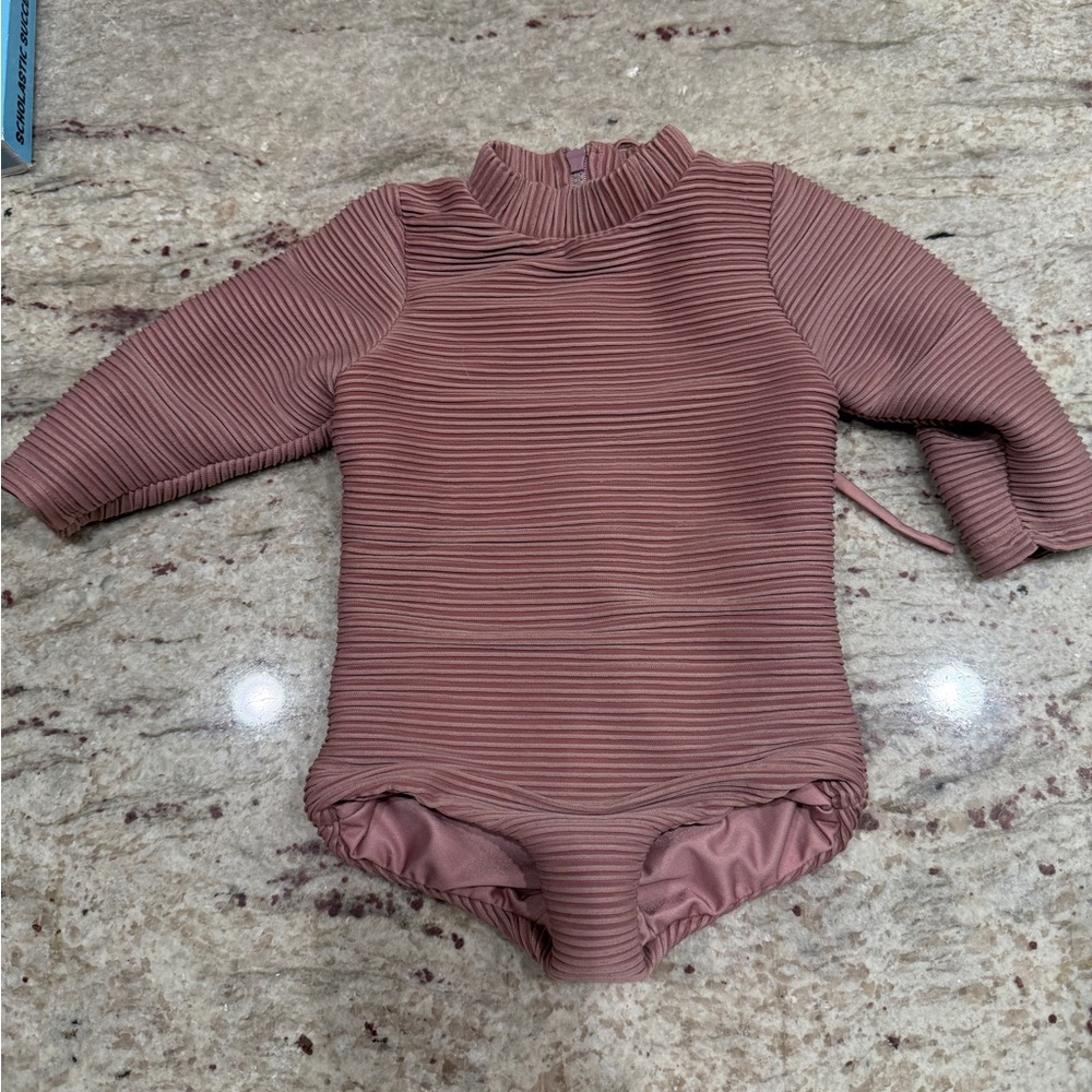 Of One Sea Baby Long Sleeve One-Piece Swimsuit - Mauve Pink